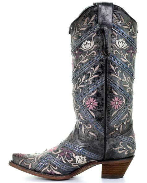 Corral Womens Floral Embroidery And Rhinestones Western Boots Snip Toe Boot Barn