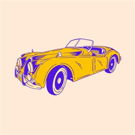 Diseño de ilustraciones de coches clásicos retro 36 Vector Premium