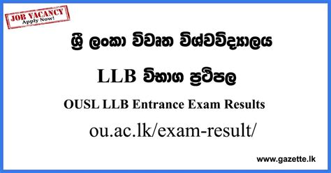 Ousl Llb Entrance Exam Results Sri Lanka Ouaclk Gazettelk