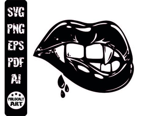 Biting Vampire Lips Svg Png Lips Svg Lips Clip Art Gothic Svg File For Cricut Cutfile