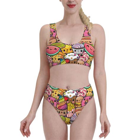 High Waisted Bikini Sets For Women Fruit Flavored Ice Cream Piece