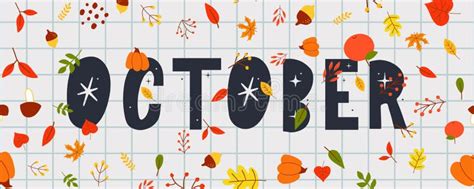 October Lettering Text Sale Vector Banner with Colorful Autumn Leaves ...