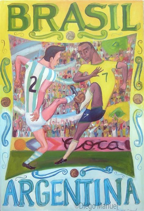 Brasil Argentina Clásicos del fútbol Mundial acrylic on canvas 95