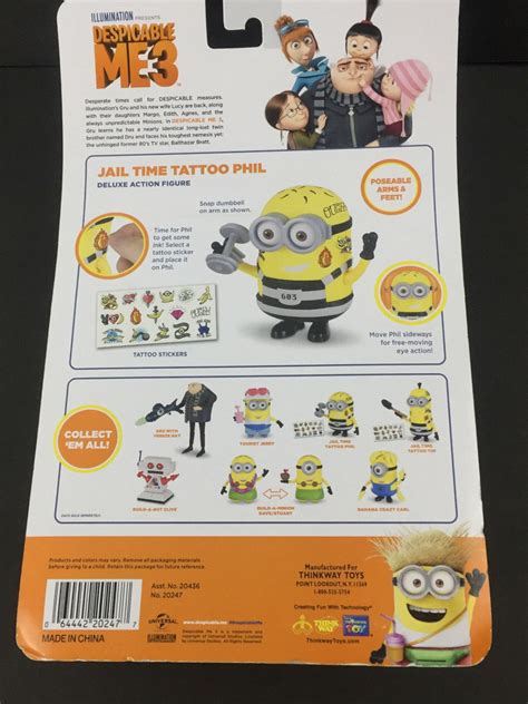 Despicable Me Minions Action Figure Jail Time Tattoo Phil Toy Posable