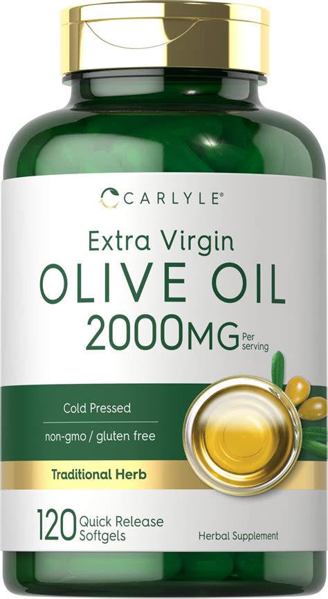 Olive Oil Supplement 50 Softgels Olive Capsules Cold Pressed Extra Virgin Olive