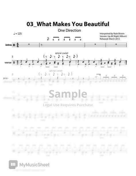 One Direction What Makes You Beautiful 악보 By 張文光