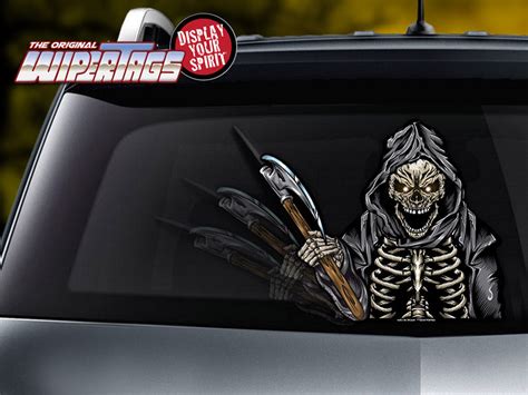 Grim Reaper Of Death Waving Wipertag Decal For Rear Wiper Blades