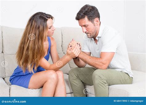 Woman Comforts Man Stock Image Image Of Comfort Wife 68417893