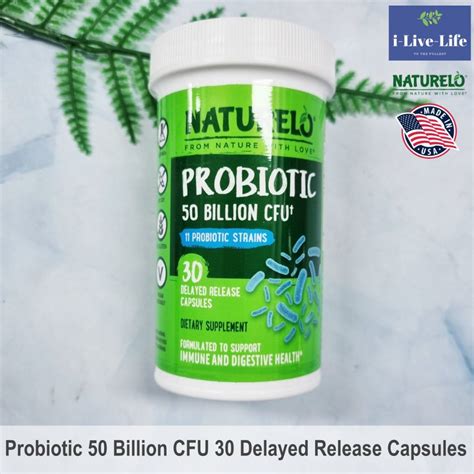 โปรไบโอติก Probiotic 50 Billion Cfu 30 Delayed Release Capsules Naturelo Shopee Thailand