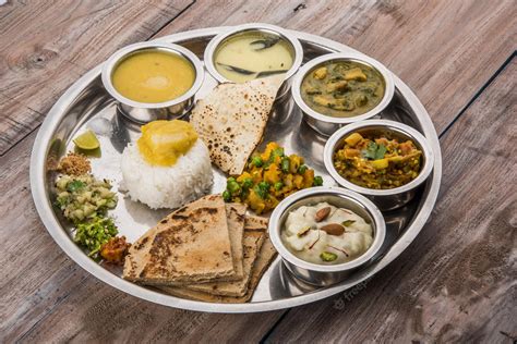 Premium Photo Typical Healthy Maharashtrian Food Platter Or Thali