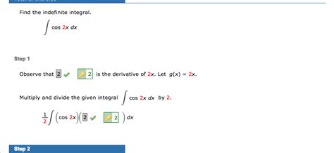 Solved Find The Indefinite Integral Cos 2x Dx Step 1