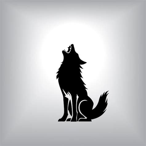 Howling Wolf Silhouette Minimalist Vector Art Simple Wolf Howling