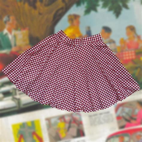 Retro Licious Pleated Skater Skirt Red Gingham Depop