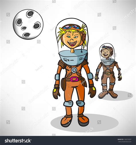 Cartoon Girl Astronaut Stock Vector Illustration 120273337 Shutterstock