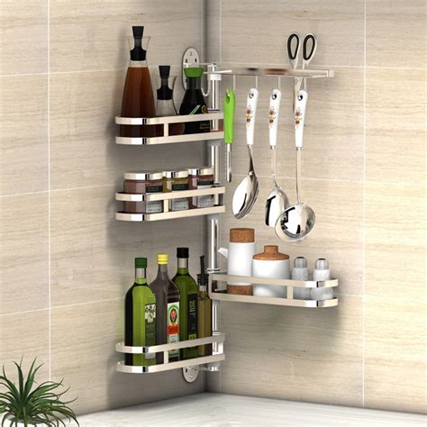 304 Stainless Steel Kitchen Shelf Wall Mounted Rack Organizer Tools ...