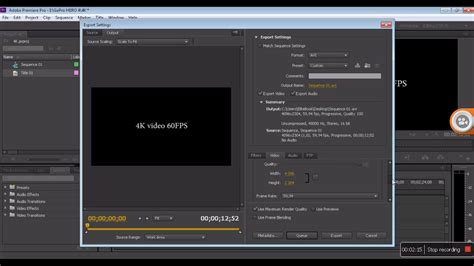 Adobe Premiere Pro Cs K Fps Video Sequence And Render Settings