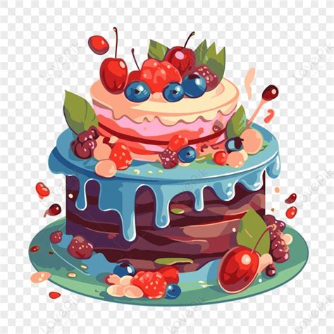 birthday cake clipart chocolate  berry cake illustration cartoon