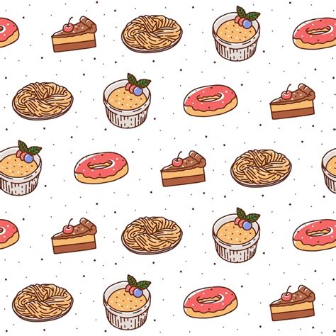 Premium Vector Hand Drawn Pastry Seamless Pattern