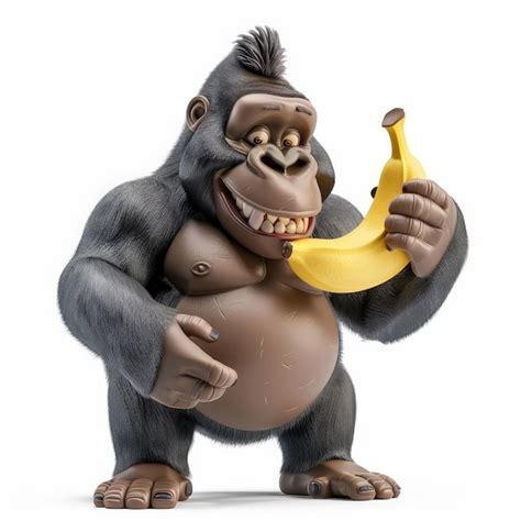 A Gorilla Holding A Banana That Has The Word Gorilla On It Premium Ai