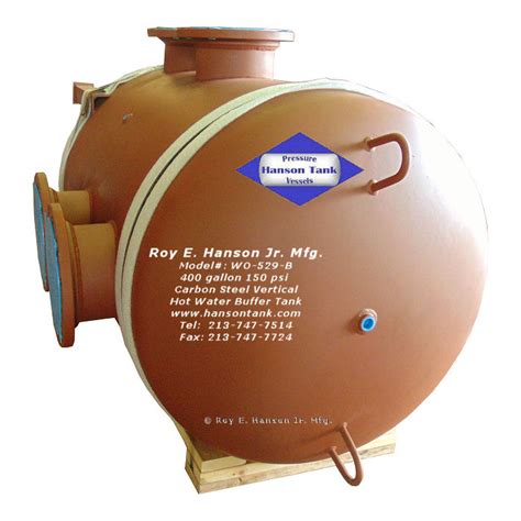 ASME Pressure Vessels Custom ASME Vertical Unlined Hot Water Buffer