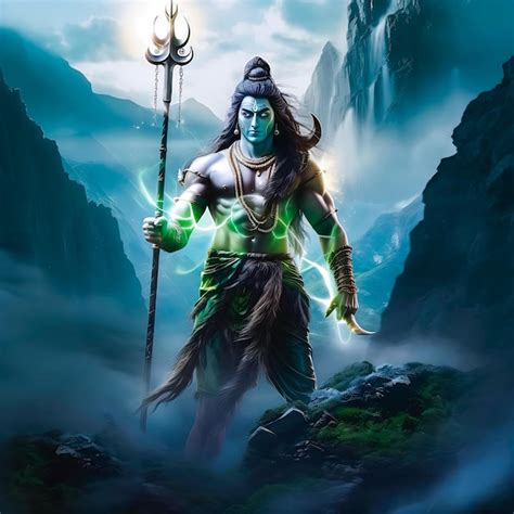 Premium Photo Lord Shiva Standing Infront Of Mount Kailash With His