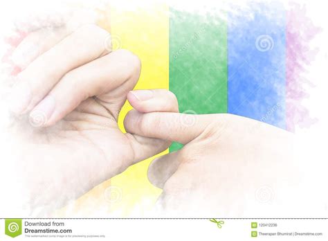 Lgbt Pride Day Concept Close Up Hands Of Couple Hooking Each Ot Stock