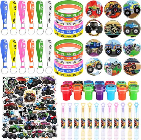 124pcs Truck Birthday Party Supplies Include 14 Stampers