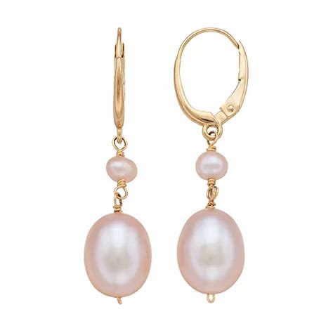 14k Gold Cultured Freshwater Pearl Leverback Drop Earrings