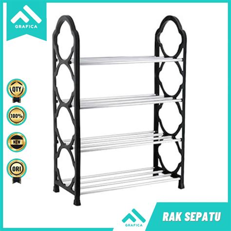 Jual RAK SEPATU SANDAL 4 SUSUN PORTABLE BONGKAR PASANG BAGUS TEMPAT