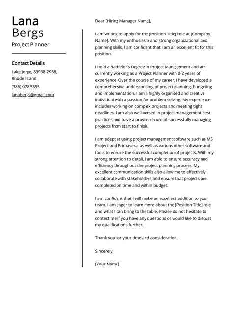 Project Planner Cover Letter Examples Template And 20 Tips