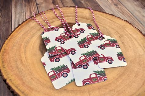 Handmade Red Truck Christmas Gift Tags With String Rustic Christmas ...