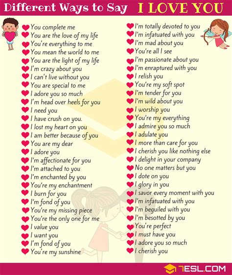 150 Cute Ways To Say I Love You In English 7ESL