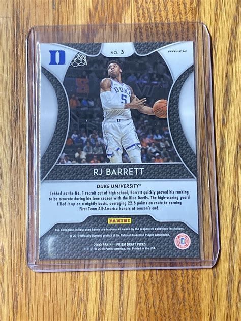 Panini Silver Blue Prizm Draft Picks Rookie Rj Barrett Duke