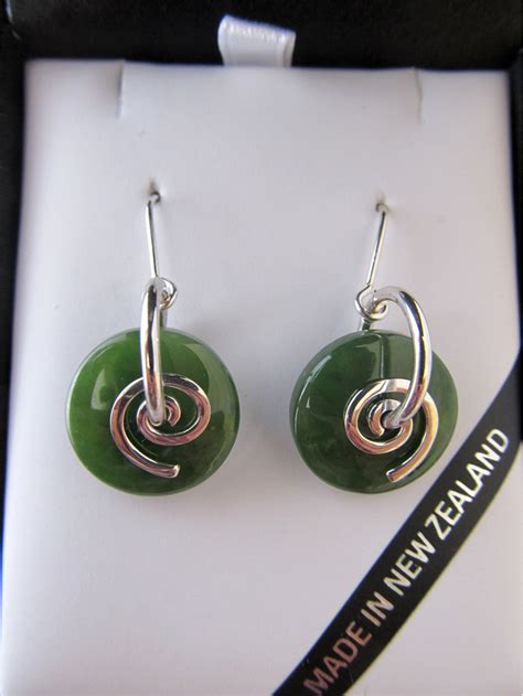 Nn5050 Smooth Round Greenstone Earrings With Silver Koru Mega Mart