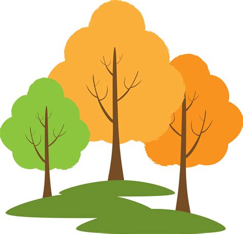 Vector Illustration With Three Trees With Colourful Leaves In Autumn