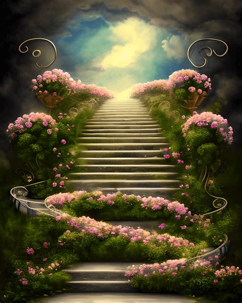 Beautiful Whimsical Stairway To Heaven · Creative Fabrica