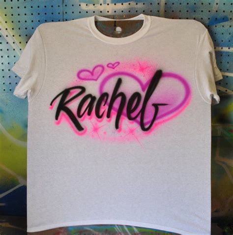 Airbrush T Shirt With Name And Heart Script Style Etsy Airbrush T