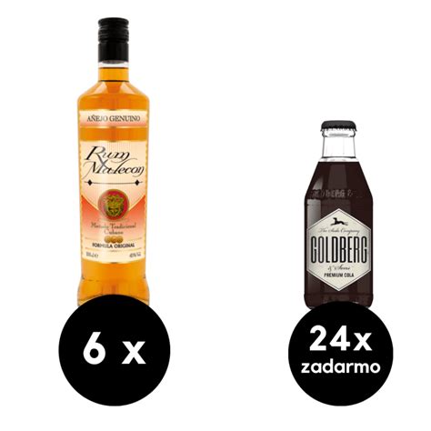 6 x Malecon Añejo Genuino 24 x Goldberg cola zadarmo Rum sety