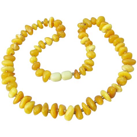 True Yellow Natural Egg Yolk AMBER Vintage Necklace Vintage Necklace