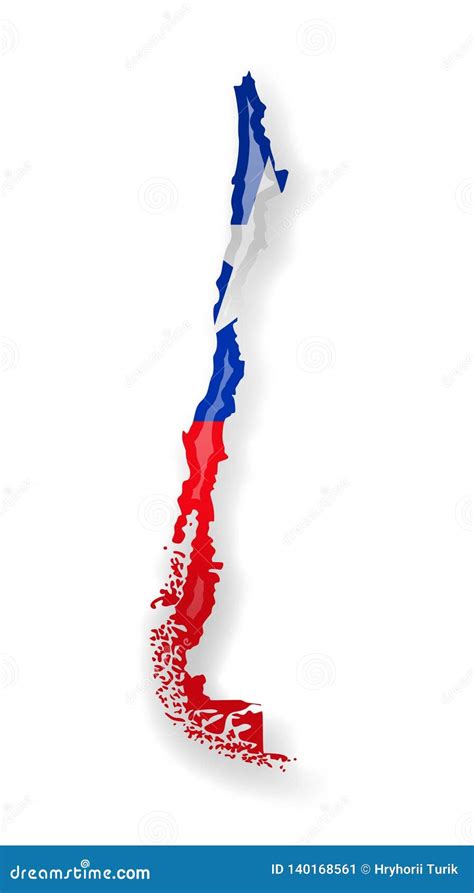 Chile Flag and Outline of the Country on a White Background. Stock ...