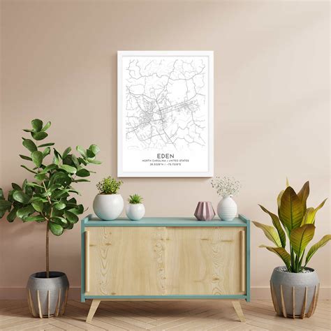 Eden North Carolina Map Poster, Modern Home Decor Wall Art Print ...