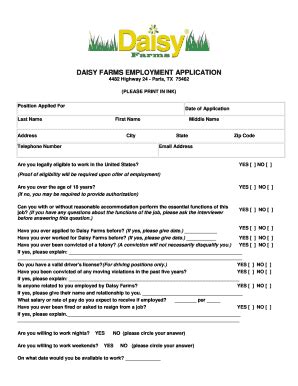 Farms Employment Application Complete With Ease Airslate Signnow