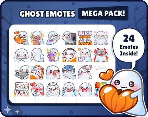 Twitch Emote Cute Ghost Mega Pack Emotes 24 Emotes Ready Etsy In