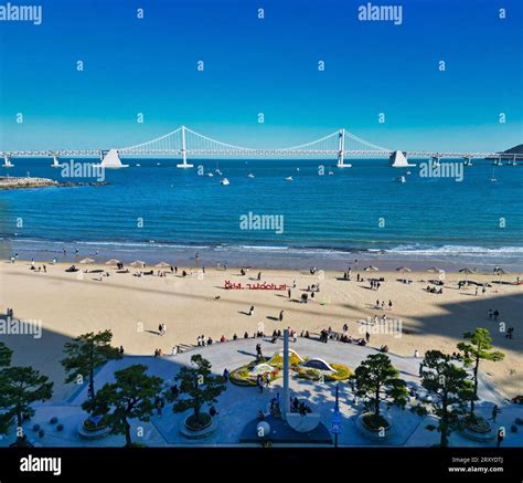 Aerial View Of Gwangalli Beach And Gwangandaegyo Bridge Busan South