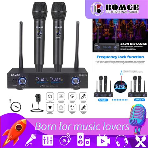 BOMGE Metal Wireless Microphone Set Professional UHF Cordless Dynamic