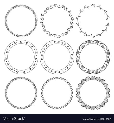 Hand Drawn Round Frames Design Elements Royalty Free Vector