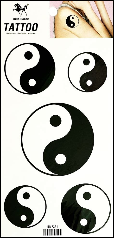 Umama Tattoos 1 Sheet Yin Yang Temporary Tattoos Patterned Body Art ...