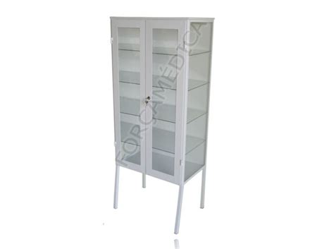 Armário Vitrine Com 02 Portas Esmaltado Com Vidros Harte Instrumentos Cirúrgicos