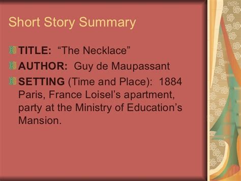 The necklace summary