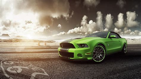 Fonds d écran Ford Mustang Shelby GT500 supercar vert vue de face